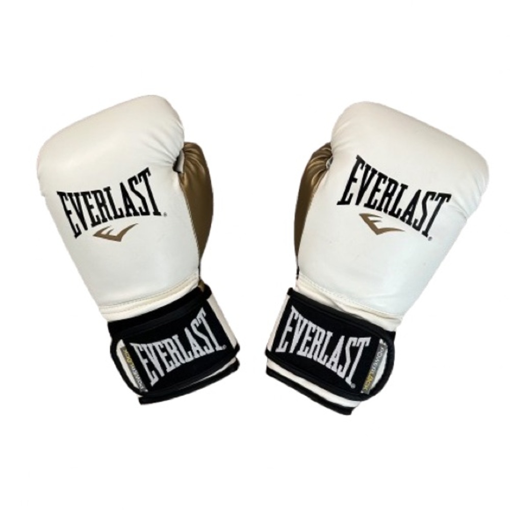 Everlast Women's (WSD) PowerLock 12oz White Black Gold Boxing Training Gloves